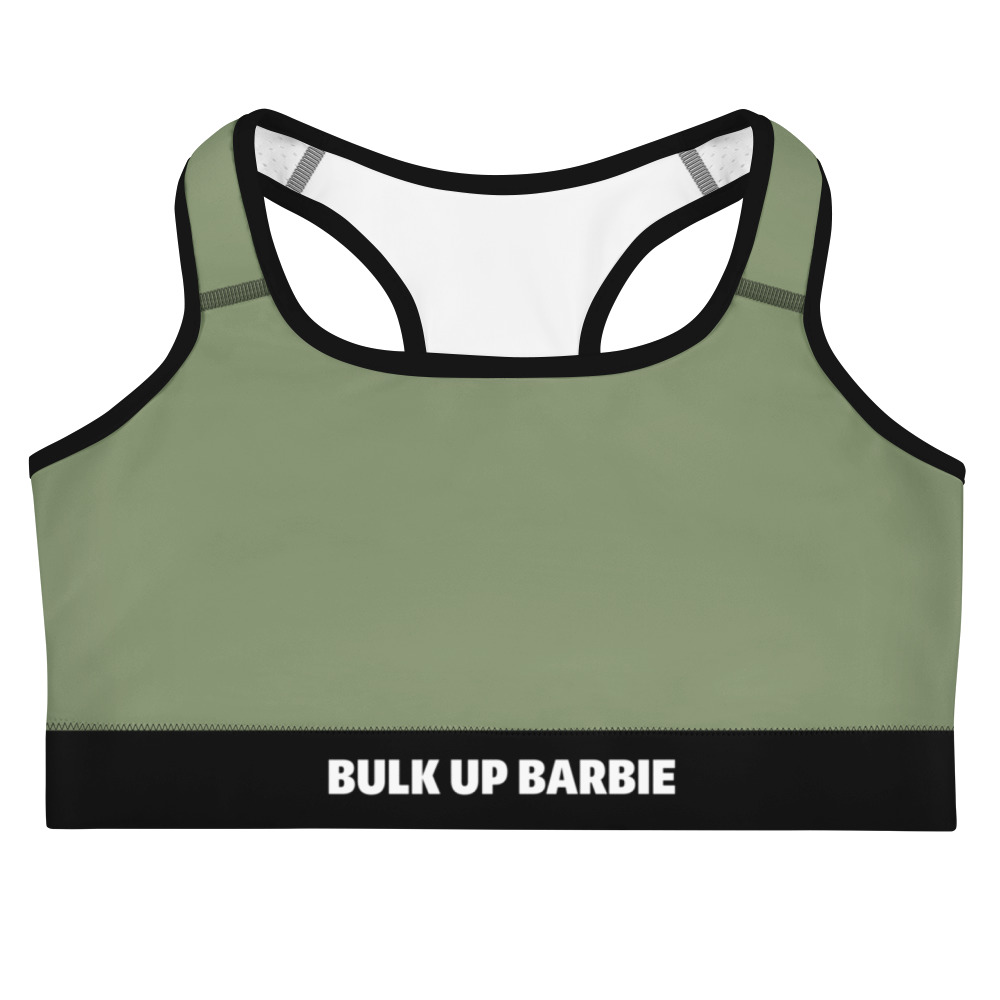 Sports Bra - Bulk Up Barbie - Sports Bra (White on Green)